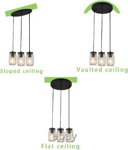 Mason Jar Light Fixtures, 3 Lights Kitchen Lights Ceiling Hanging Chandelier, Far