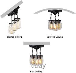 Mason Jar Lights Fixture, 3-Light Ceiling Light Fixture Farmhouse Kitchen Pendan