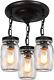 Mason Jar Lights Fixtures, 3-light Glass Jar Chandelier Farmhouse Ceiling Light