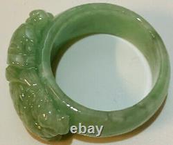 Mason Kay Natural Untreated Green Jadeite Saddle Ring