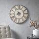 Mason Large Wall Clock For Living Room Décor, 23.6 Inch Round Metal Fir Wood