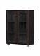 Mason Modern Dark Brown Wood Glass Doors 32.6h Sideboard Storage Cabinet