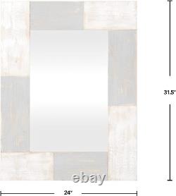 Mason Planks Wall Mirror, 31.5H X 24W, Aged White & Gray Wood