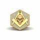 Mason Skull Ring Biker Masonic Skull Wedding Ring Mesh Hexagon Solid Yellow Gold
