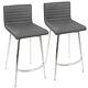 Mason Swivel Counter Stools In Grey Faux Leather (set Of 2)