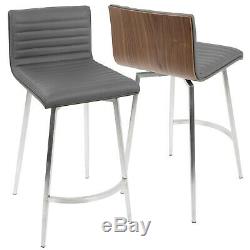 Mason Swivel Counter Stools in Grey Faux Leather (Set of 2)