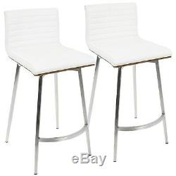 Mason Swivel Counter Stools in White Faux Leather (Set of 2)