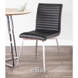 Mason Swivel Dining Chair In Black Faux Leather, Walnut Wood And Stainless Steel