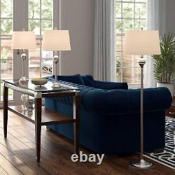 Mason Traditional 3-Piece Floor and Table Lamps Set Brushed Nickel for Bedroom