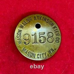 Mason Walsh Atkinson Kier Co Employee Badge Mason City, WN Metal Vintage