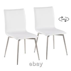 Mason White Faux Leather Brushed Stainless Steel Swivel Side Chair Set Of 2