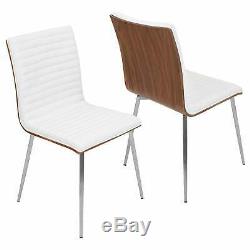 Mason White Swivel Chair Stainless Steel and Walnut Wood White/Walnut N/A