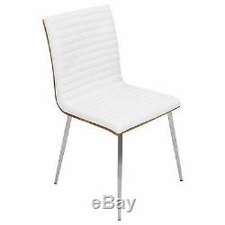 Mason White Swivel Chair Stainless Steel and Walnut Wood White/Walnut N/A