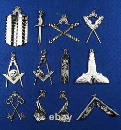 Masonic Blue Lodge Free Masons Officer Aprons 12 Chain Collar 12 Jewels 12 Glove