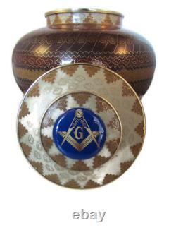 Masonic Mason Cremation Urn 190 lb Brown Cloisonne Adobe Design