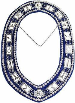 Masonic Regalia BLUE MASTER MASON DELUXE RHINESTONE Metal Chain Collar 400DSBRS