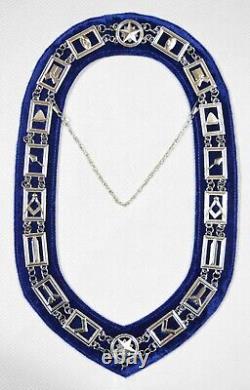Masonic Regalia Blue Lodge Officer Silver Color Chain Collars With Jewels 12 Pcs
