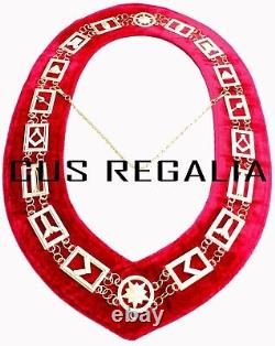 Masonic Regalia Master Mason GOLDEN Metal Chain Collar RED Backing -12 PCS SET