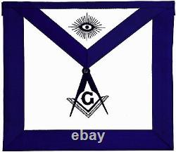 Masonic Regalia Master Mason SILVER Chain Collar BLUE Backing + APRON + BAG
