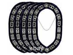 Masonic Regalia Master Mason SILVER Metal Chain Collar BLUE Backing pack of 5