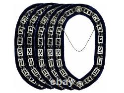 Masonic Regalia Master Mason Silver Metal Chain Collar Blue Backing pack of 5