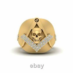 Masonic Skull Ring 10k Gold Mason Skull Engagement Ring Diamond Mason Skull Ring