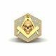 Masonic Skull Ring Simulated Diamond Mason Skull Ring Yellow Gold Fn 925 Silver