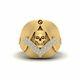 Masonic Skull Ring Yellow Gold Fn Solid Silver Skull Mason Wedding Ring Unisex