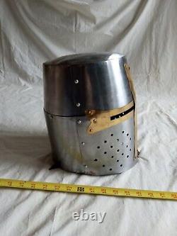 Medieval Knight Armor Crusader Templar Helmet with Mason's Brass Cross & STRAPS