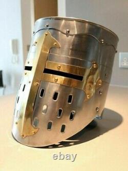 Medieval Knight Templar Wearable Metal Crusader Helmet Armor with mason's cross c4