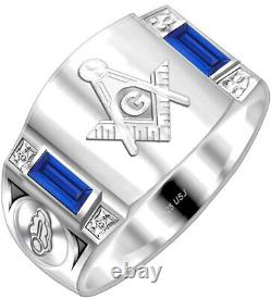 Men's 0.925 Sterling Silver Masonic Master Mason Customizable Solid Back Ring