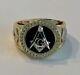 Men's Diamond Custom Mason Masonic Black Onyx Ring 14k Yellow Gold Finish