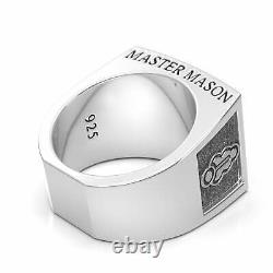 Men's Heavy 0.925 Sterling Silver Freemason Master Mason Ring Band
