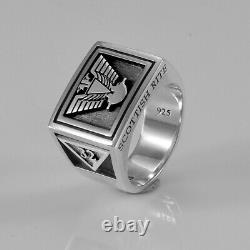 Men's Heavy 0.925 Sterling Silver Freemason Scottish Rite Ring Band