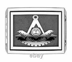 Men's Heavy 925 Sterling Silver Freemason Past Master Ring Band, Size 8 to 13