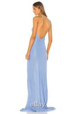 Michelle Mason $737 Crystal Straps Metallic Twist Gown Size Petite