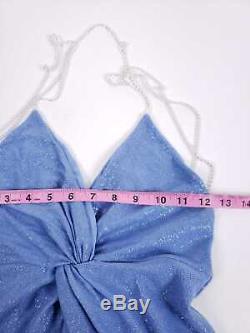Michelle Mason $737 Crystal Straps Metallic Twist Gown Size Petite