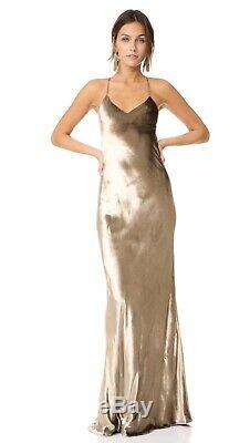 Michelle Mason Bias Maxi Dress in Antique Gold