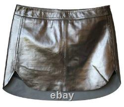Michelle Mason Metallic Leather Mini Skirt Us 2 Uk 6
