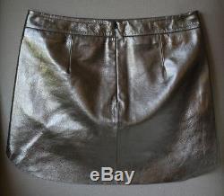 Michelle Mason Metallic Leather Mini Skirt Us 2 Uk 6