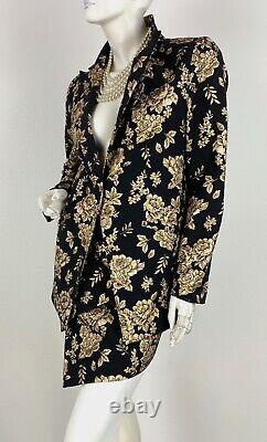 Michelle Mason New 4 US 40 IT S Gold Black 2 Pc Skirt Suit Jacket Coat Runway