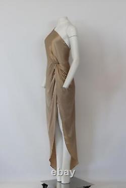 Michelle Mason One Shoulder Ruched Silk MIDI Dress Us 6 Uk 10