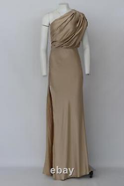 Michelle Mason One Shoulder Ruched Silk Maxi Dress Us 6 Uk 10