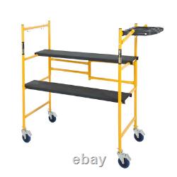 Mini Rolling Scaffold Foldable Work Bench 500 lb. Load Capacity With Tool Shelf