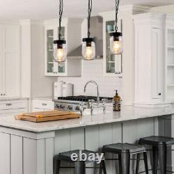 Modern Glass Mason Jar Chandelier 3-Light Ceiling Pendant Lamp Lighting Fixture