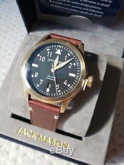 NIB Jack Mason Aviators Watch 42mm gold tone JM-A101-206