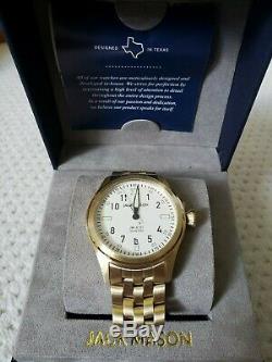 NWT Jack Mason JM-A101-321 42mm Gold Tone Aviator Watch on Bracelet