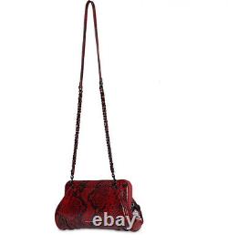 NWT REBECCA MINKOFF Mason Red Apple Leather Clutch/Shoulder Bag/Black Chain $228