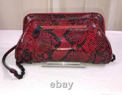 NWT REBECCA MINKOFF Mason Red Apple Leather Clutch/Shoulder Bag/Black Chain $228