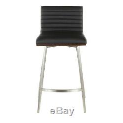 OPEN BOX Mason Swivel Counter Stools in Black Faux Leather (Set of 2)